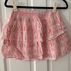 LoveShackFancy Pink and White Bubble Mini Skirt